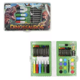 Estojo Maleta de Pintura 42 peças Dinossauros