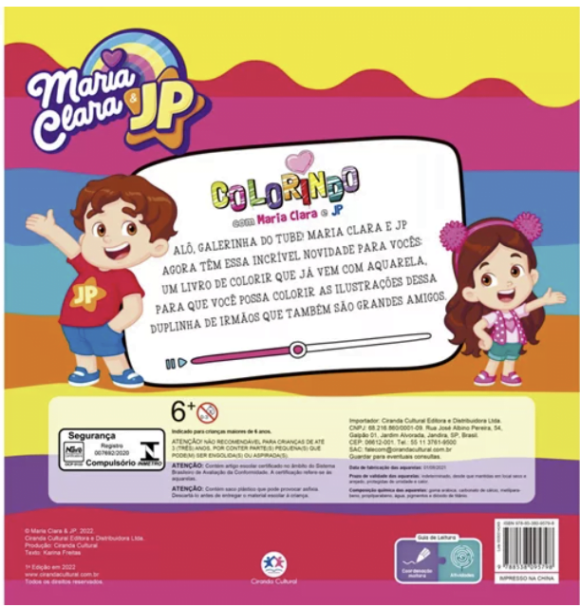Livro Infantil Pintando com Aquarela Maria Clara e JP - Imagem 2